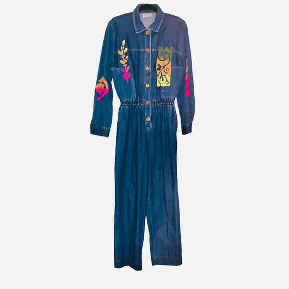 Saint Germain Paris Denim Jumpsuit Vintage - Picture 1 of 9